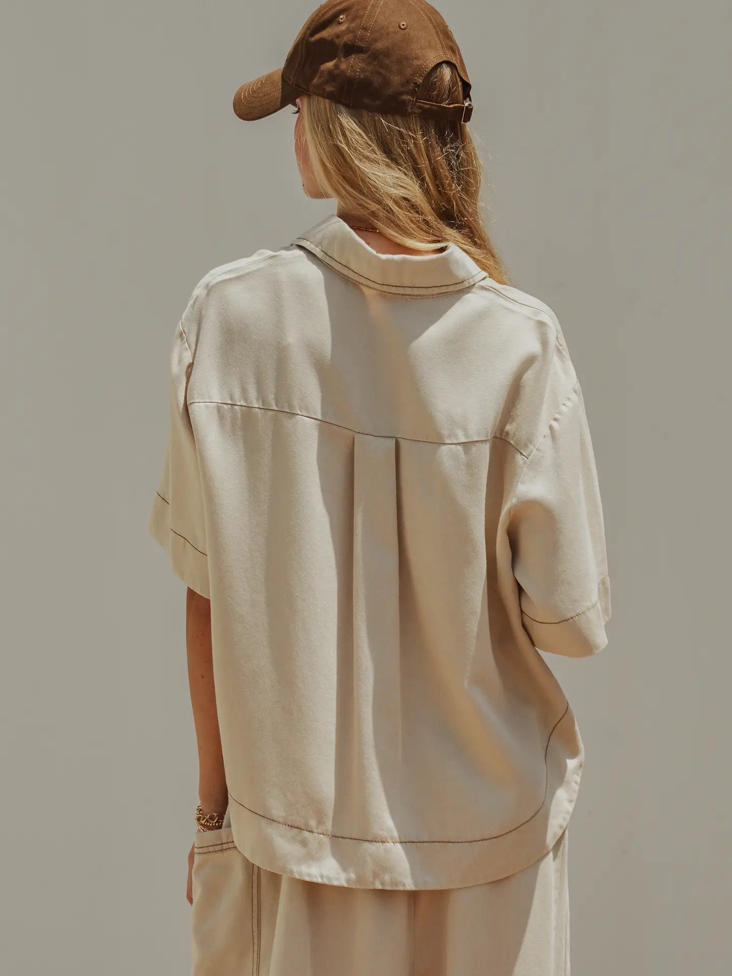 Washed Denim Cropped Utility Shirt