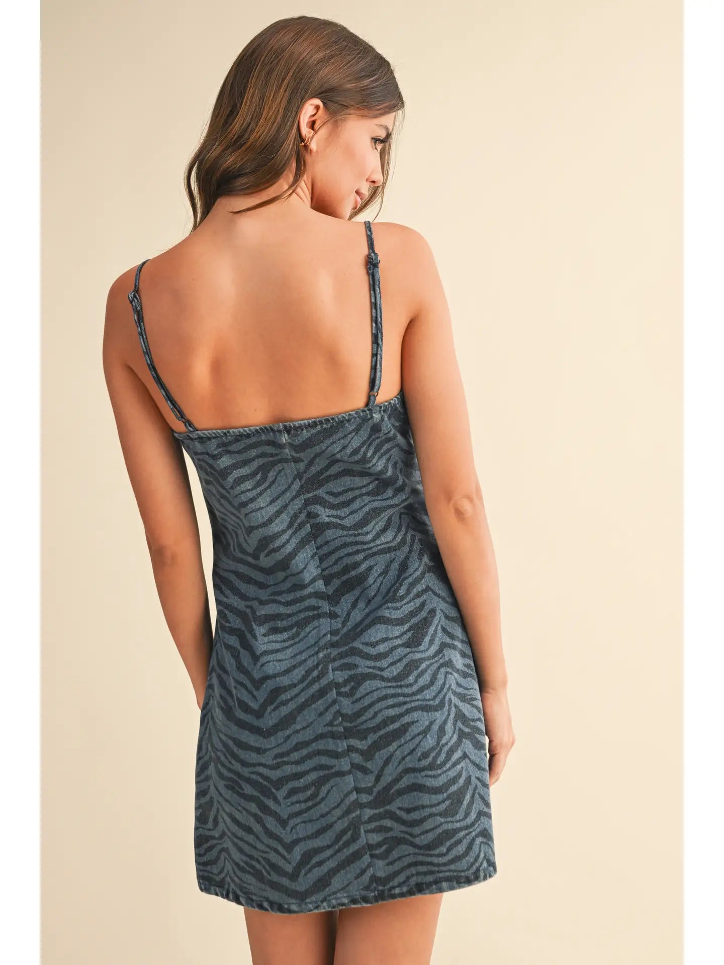 Sleeveless Printed Denim Mini Dress
