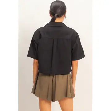 Black Denim Cropped Shirt