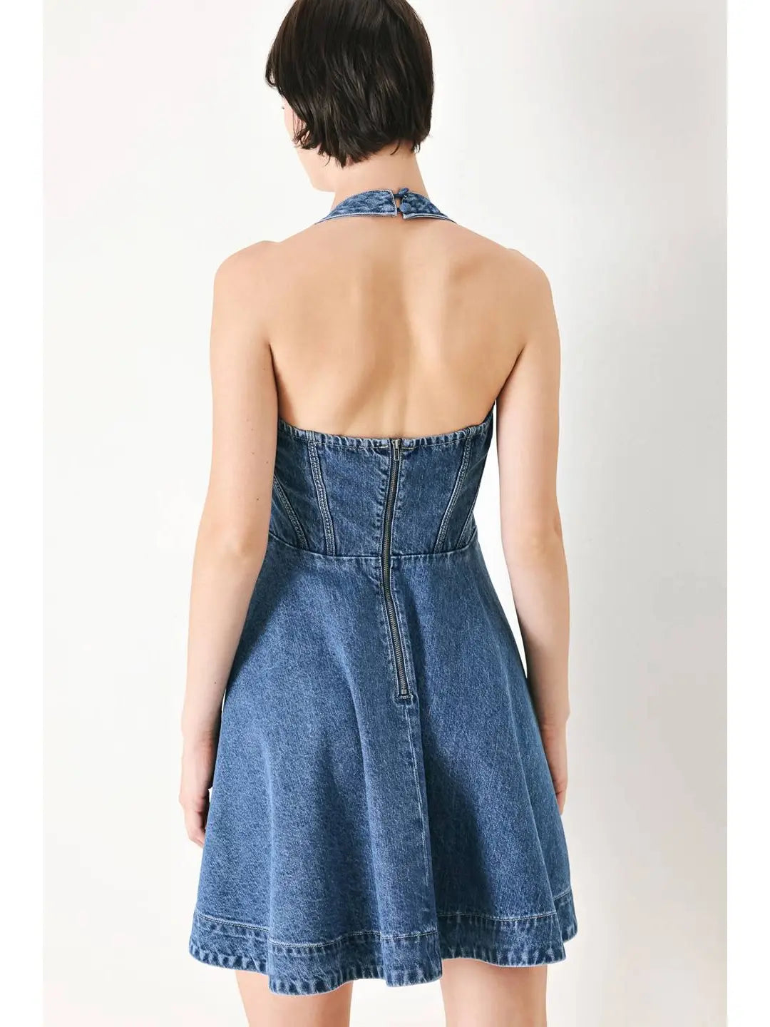 Denim Halter Top Mini Dress