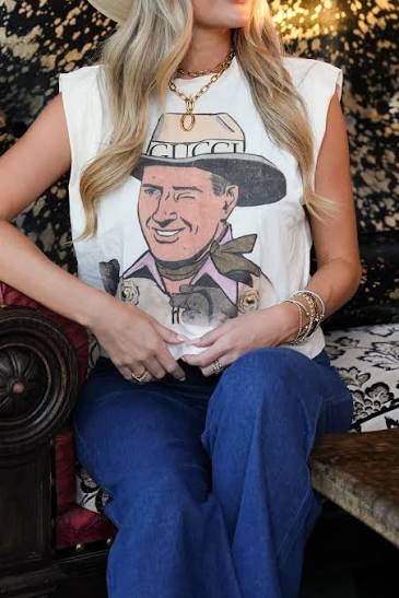 It's All Gucci Cowboy Cropped Tee