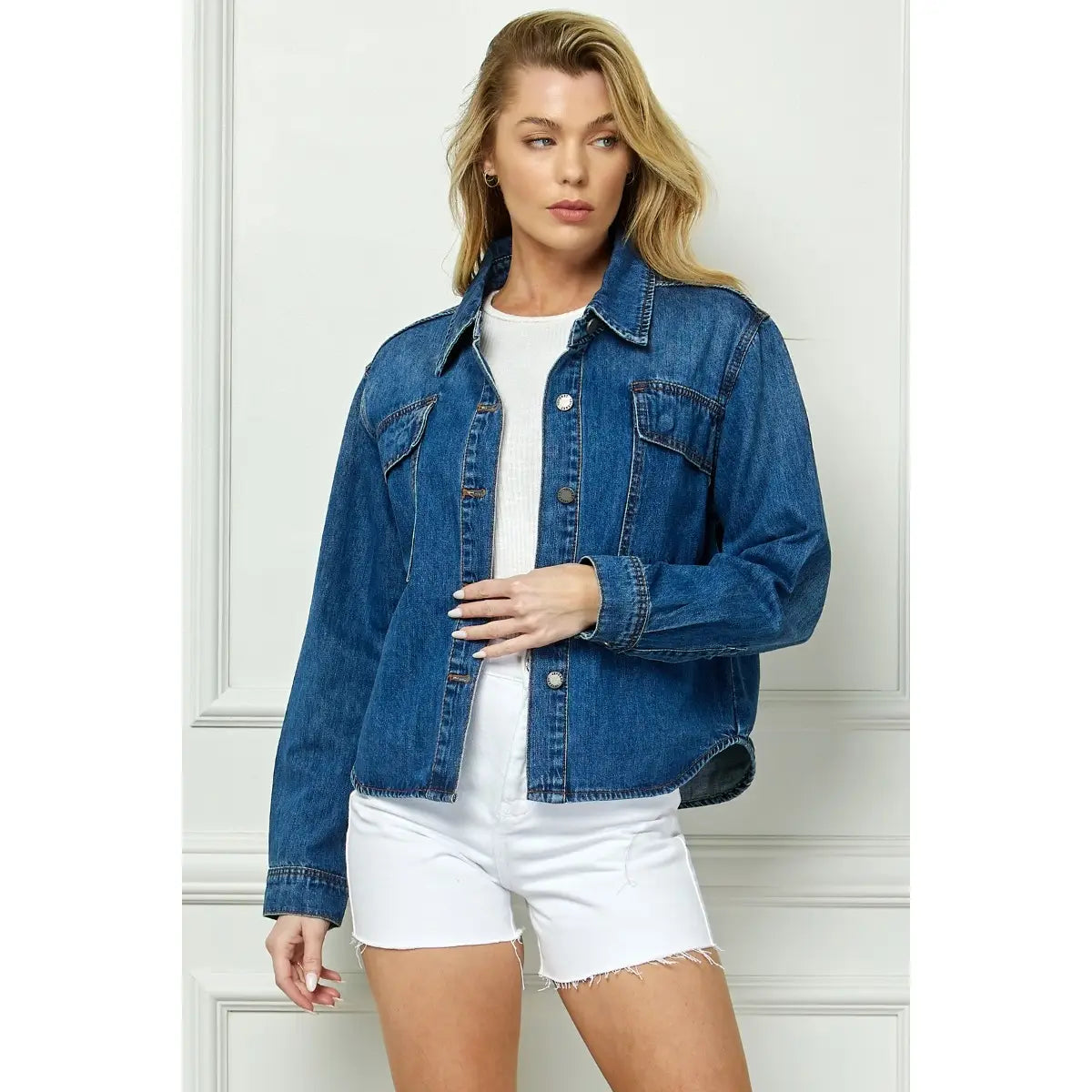 Washed Denim Short Shirts Jacket