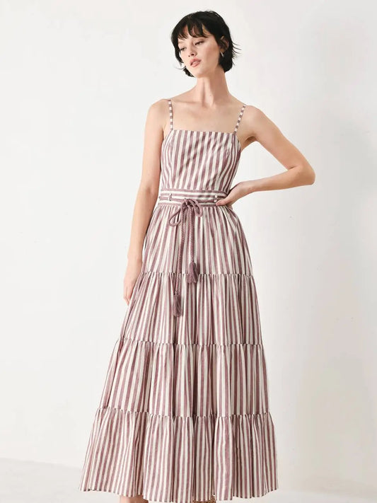Striped Woven Ankle Dress